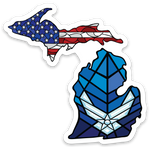 Stained Glass - USA - Air Force - Michigan - Waterproof Sticker (3