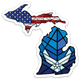 Stained Glass - USA - Air Force - Michigan - Waterproof Sticker 3" X 3"