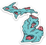 Zombie - Brain - Michigan - Waterproof Sticker (3