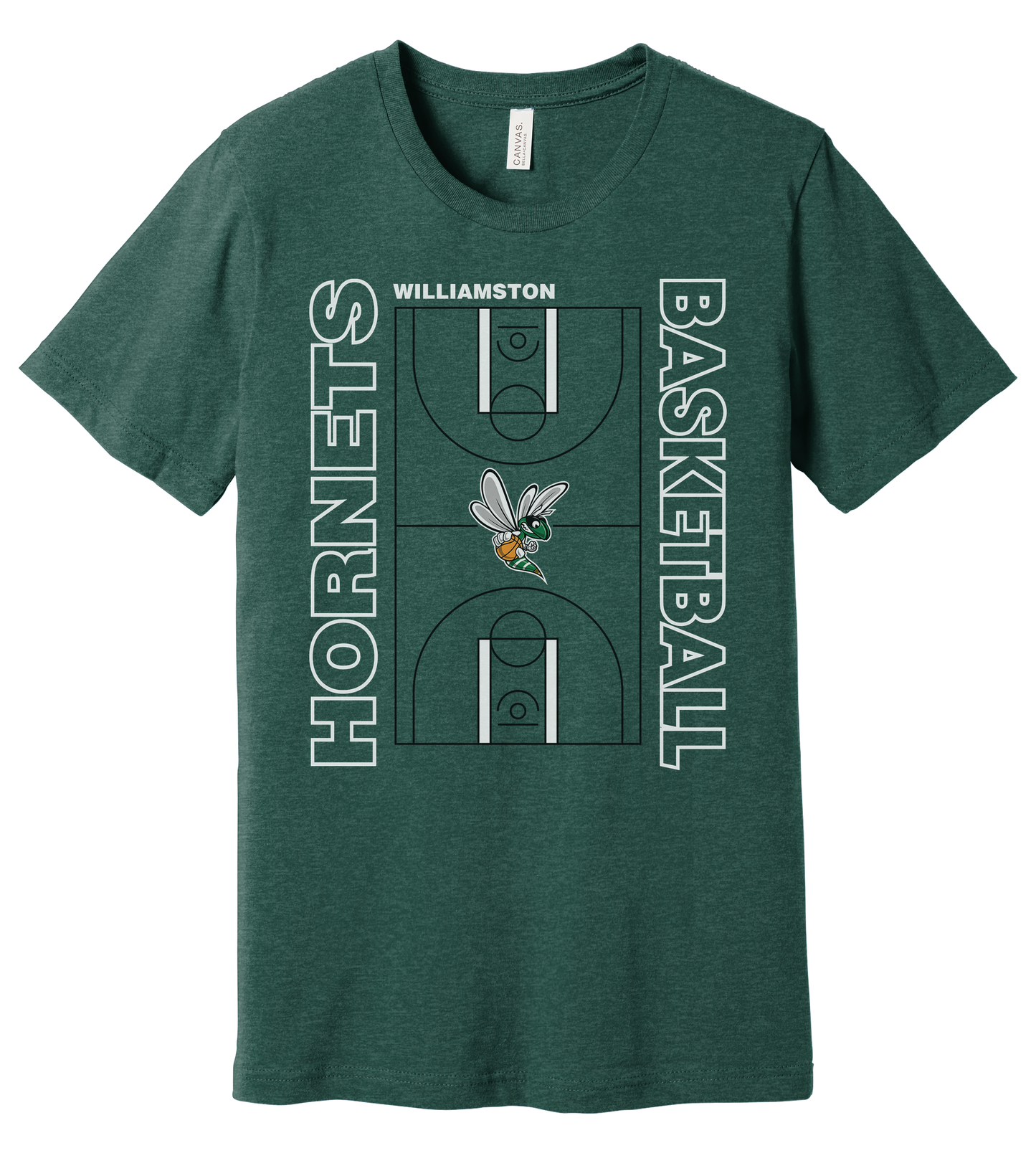 Hornets Williamston Basketball Court - Bella Canvas - Heat Transferred - Youth Premium T-Shirt