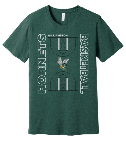 Hornets Williamston Basketball Court - Bella Canvas - Heat Transferred - Youth Premium T-Shirt