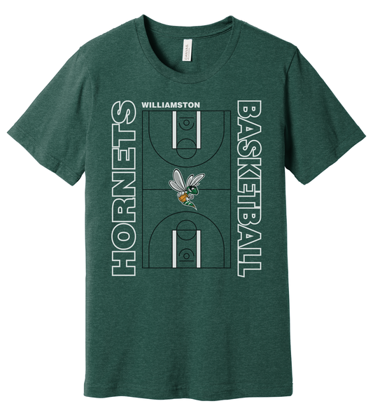 Hornets Williamston Basketball Court - Bella Canvas - Heat Transferred - Youth Premium T-Shirt