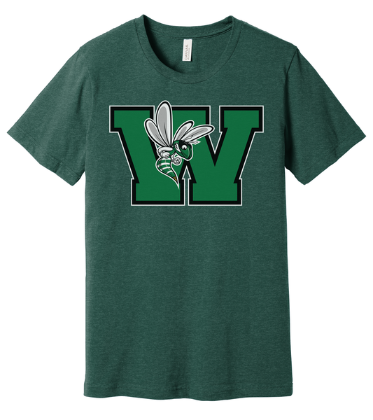 Williamston - Green - W - Hornet Mascot - Bella Canvas - Heat Transferred - Youth Premium T-Shirt