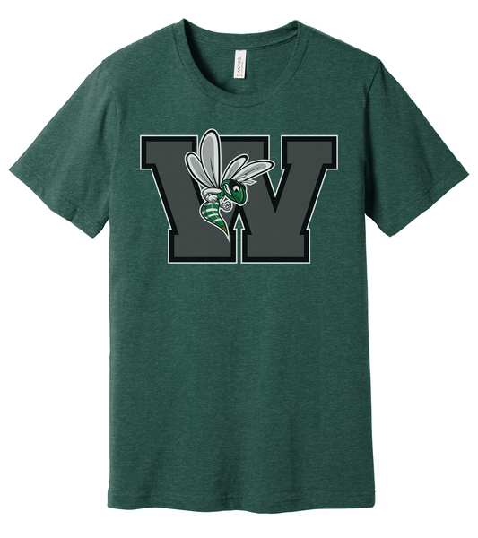 Williamston - Grey - W - Hornet Mascot - Bella Canvas - Heat Transferred - Youth Premium T-Shirt