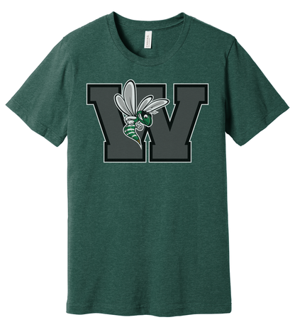 Williamston - Grey - W - Hornet Mascot - Bella Canvas - Heat Transferred - Adult Premium T-Shirt