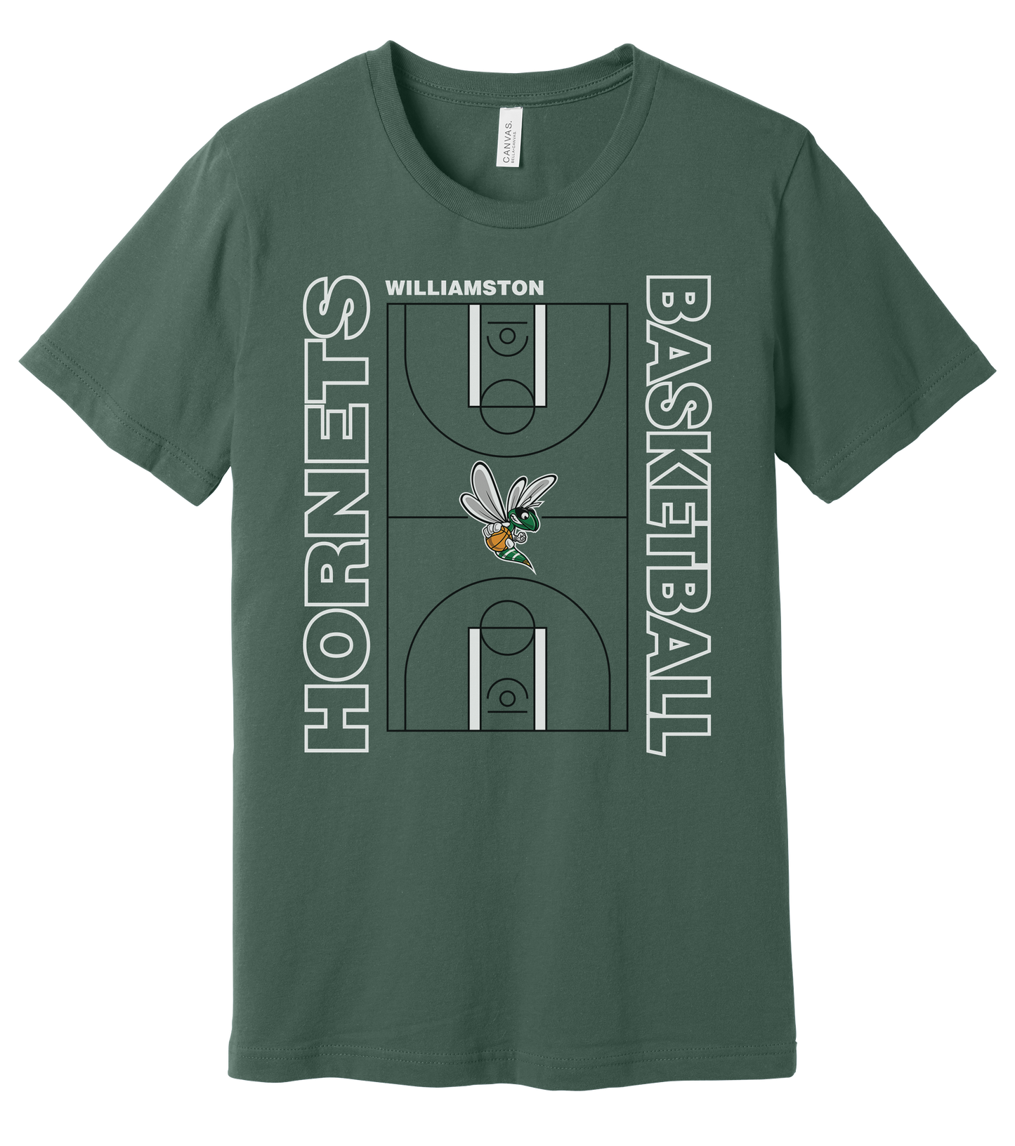 Hornets Williamston Basketball Court - Bella Canvas - Heat Transferred - Adult Premium T-Shirt