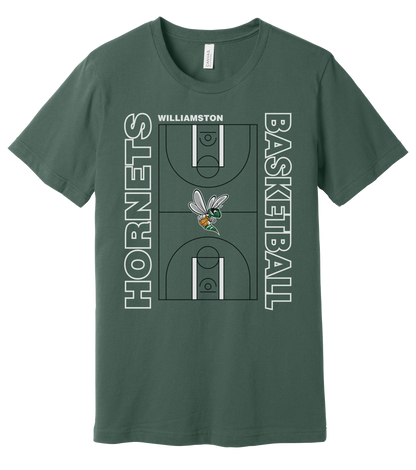 Hornets Williamston Basketball Court - Bella Canvas - Heat Transferred - Adult Premium T-Shirt