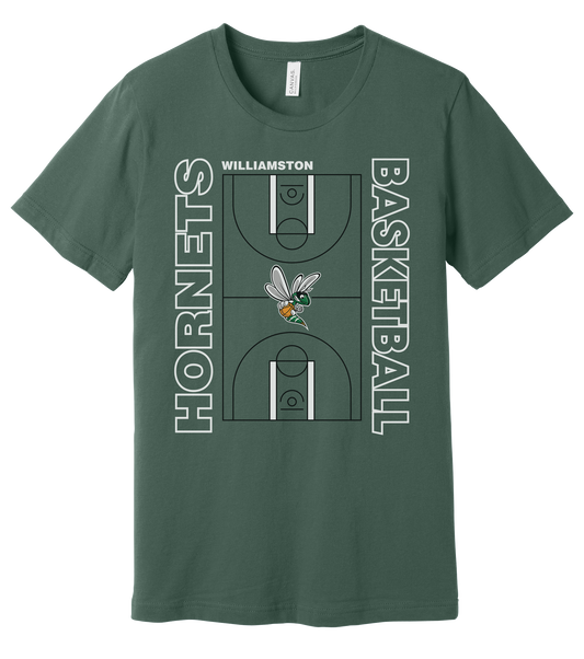 Hornets Williamston Basketball Court - Bella Canvas - Heat Transferred - Adult Premium T-Shirt