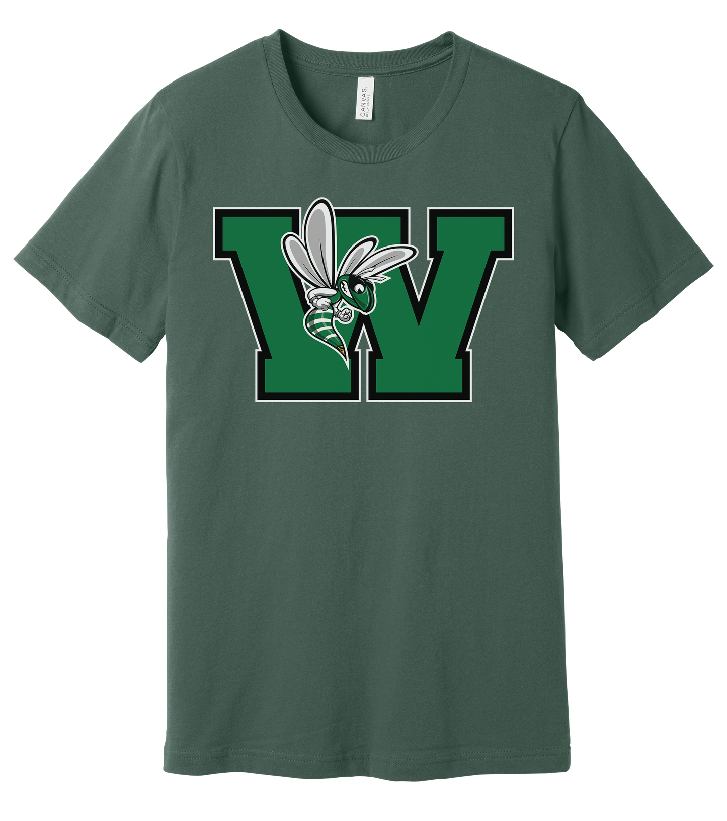Williamston - Green - W - Hornet Mascot - Bella Canvas - Heat Transferred - Adult Premium T-Shirt