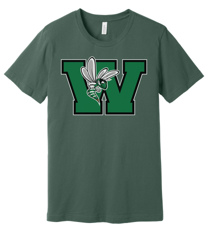 Williamston - Green - W - Hornet Mascot - Bella Canvas - Heat Transferred - Adult Premium T-Shirt