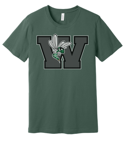 Williamston - Grey - W - Hornet Mascot - Bella Canvas - Heat Transferred - Adult Premium T-Shirt