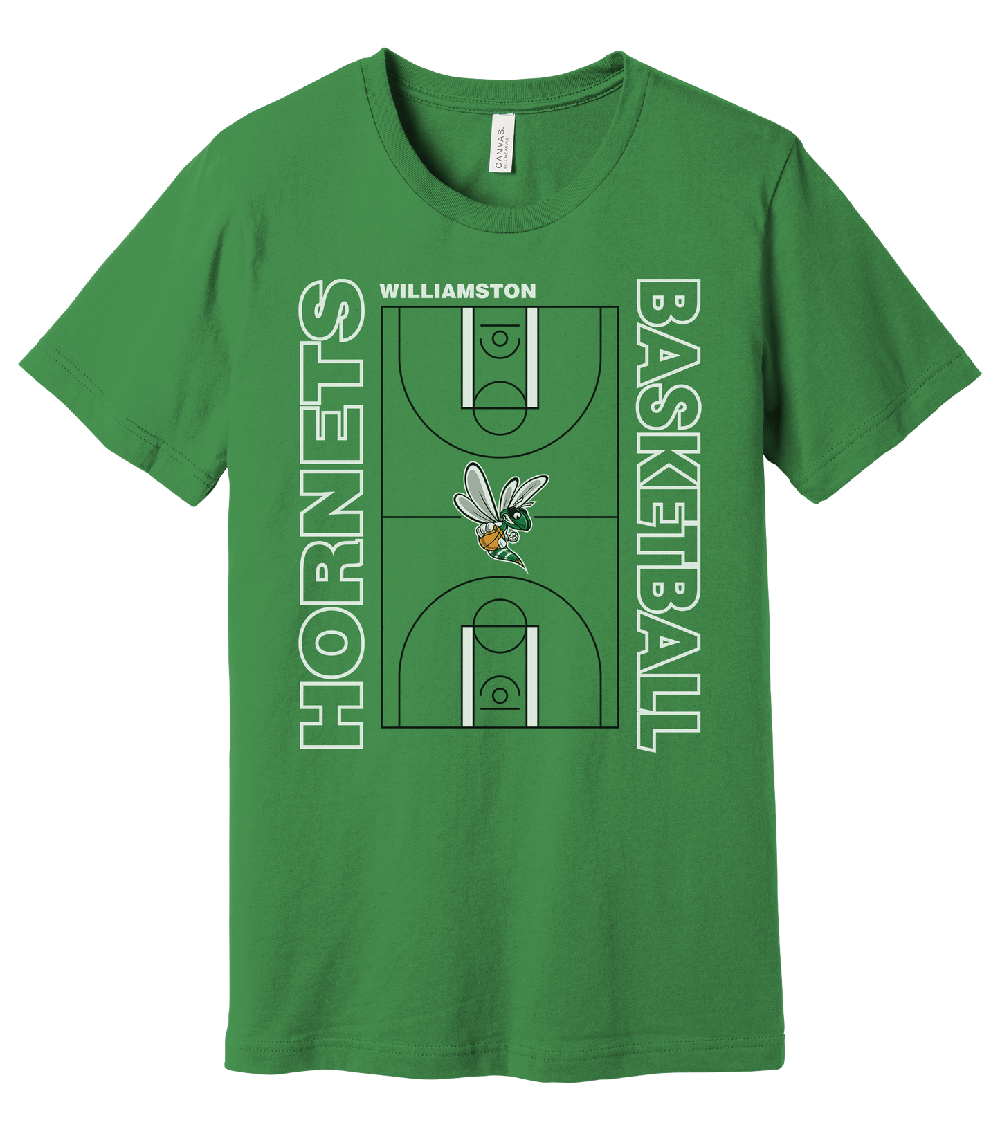 Hornets Williamston Basketball Court - Bella Canvas - Heat Transferred - Adult Premium T-Shirt