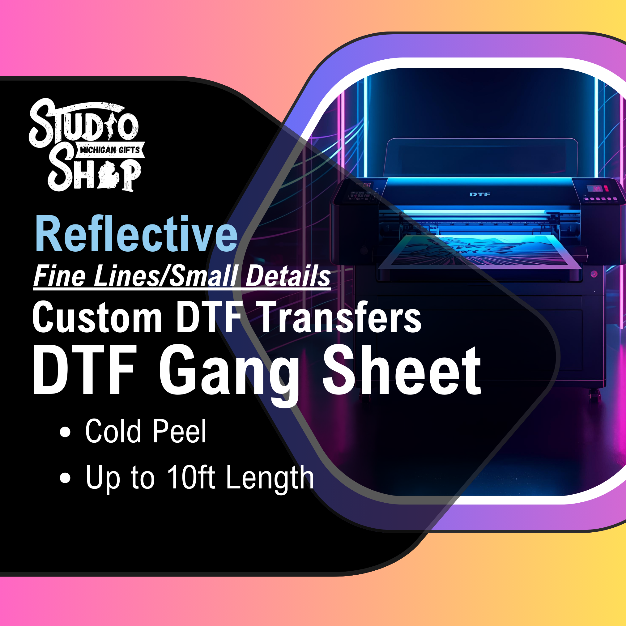 Custom DTF (Direct To Film) Colorful Reflective - Gang Sheet - Fine Lines/Small Details
