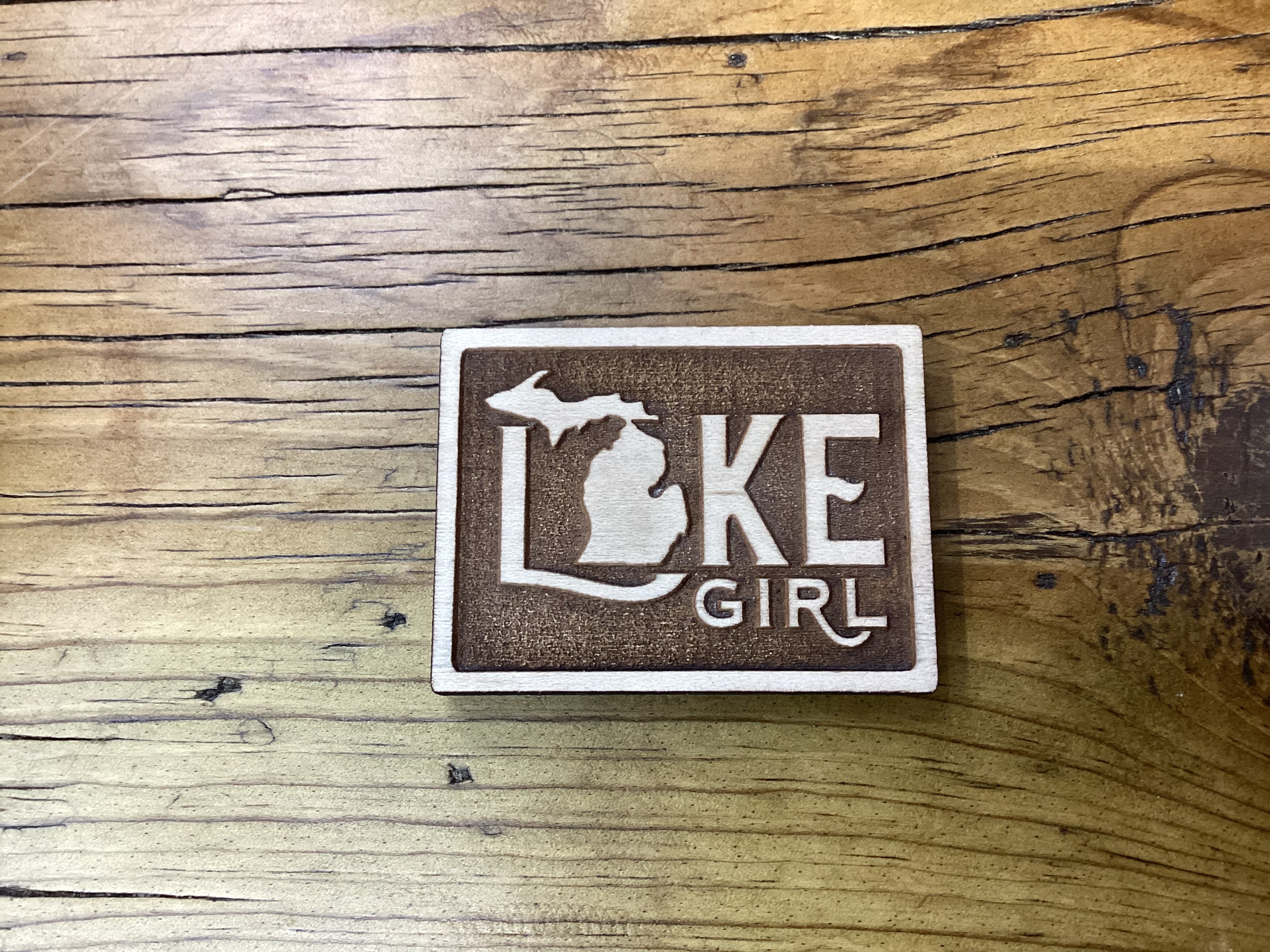 'Lake Girl' Rectangle - Word - Wooden Magnet