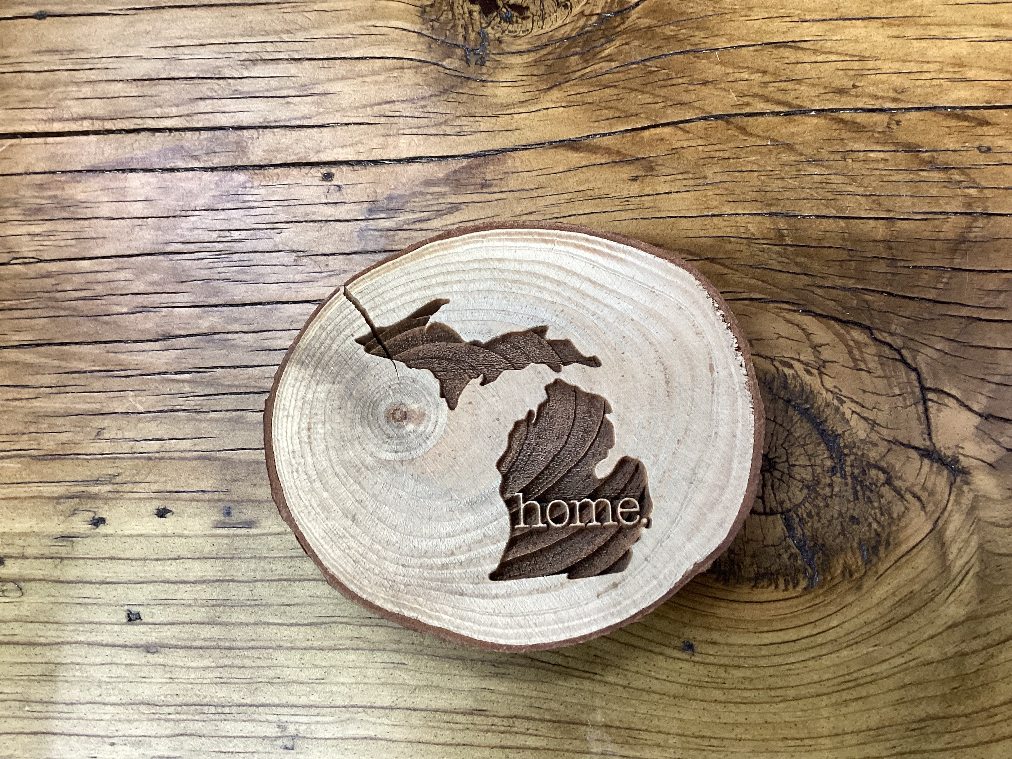 Home - Michigan - Wooden Log Magnet