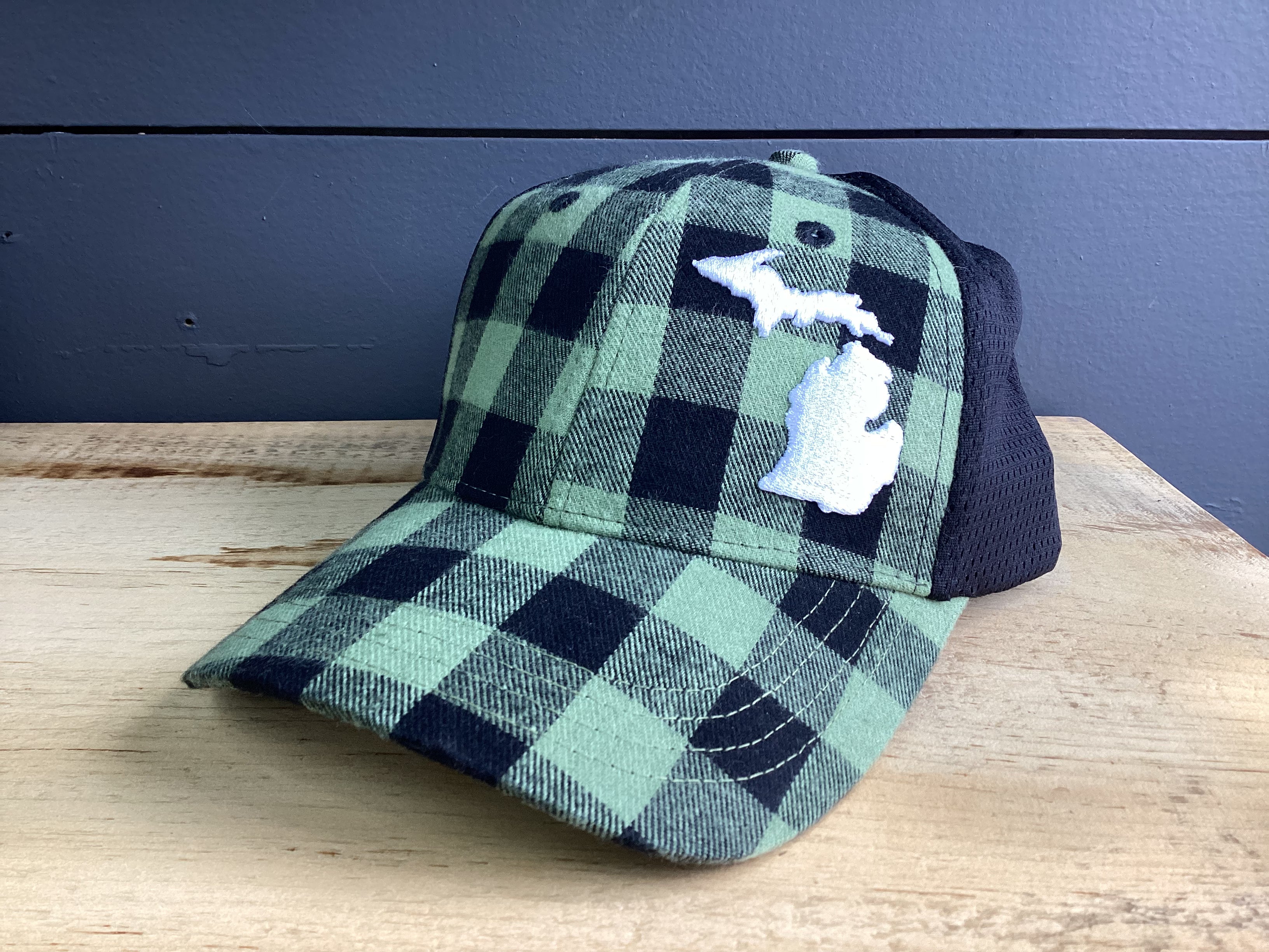 Michigan - Green Plaid - Raised Embroidered Hat