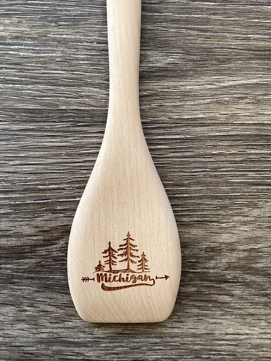 "Michigan' Forest - Wooden Engraved Spatula
