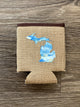 Watercolor - Light Blue - Michigan - Burlap Koozie