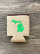 Watercolor - Green - Michigan - Burlap Koozie