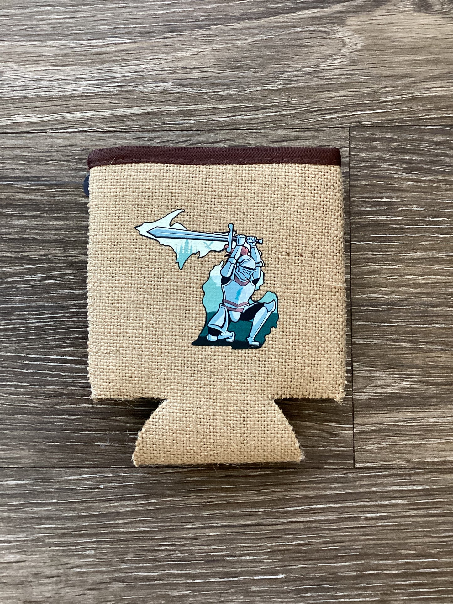 Michigan Knight - Michigan - Burlap Koozie
