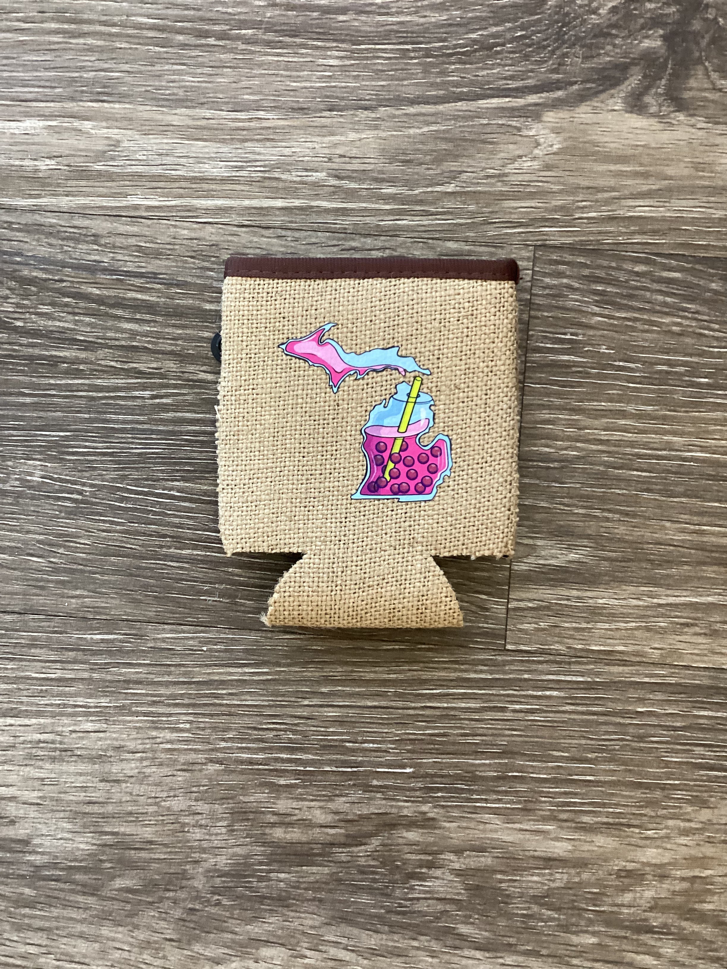 Michigan Boba - Michigan - Burlap Koozie