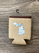 Blossoms - Gray - Michigan - Burlap Koozie