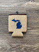 Plaid - Blue - Michigan - Burlap Koozie