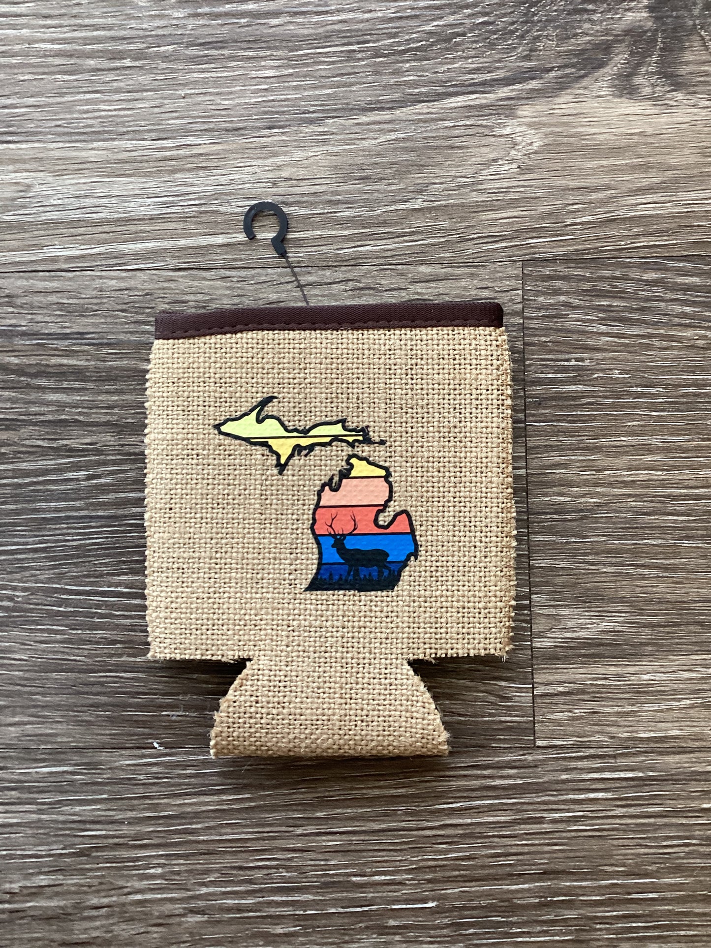 Animal Sunrise - Deer - Michigan - Burlap Koozie