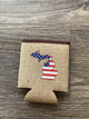 American Flag - Michigan - Burlap Koozie