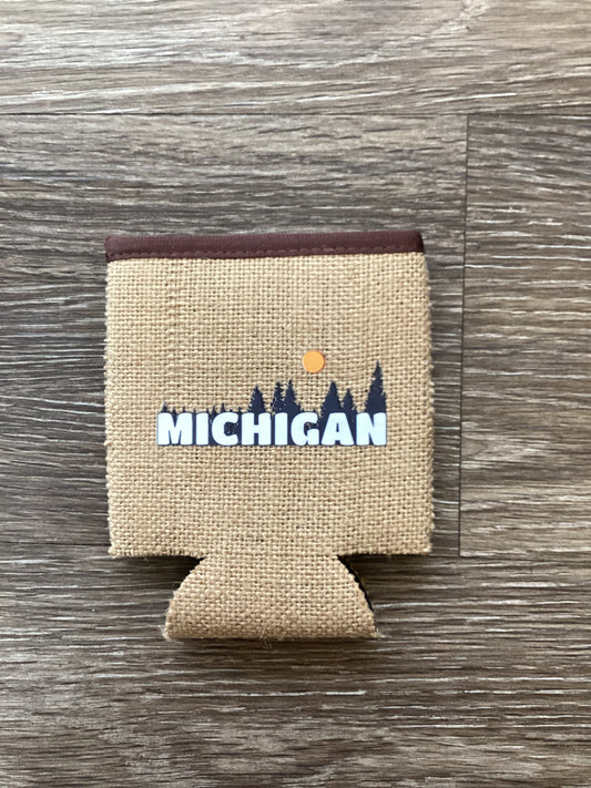 Michigan - Michigan - Burlap Koozie