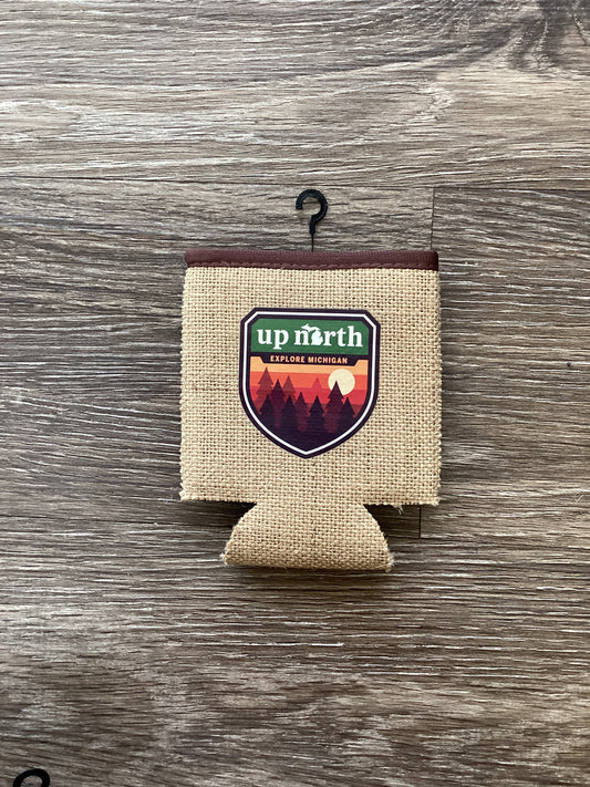Up North - Michigan - Burlap Koozie