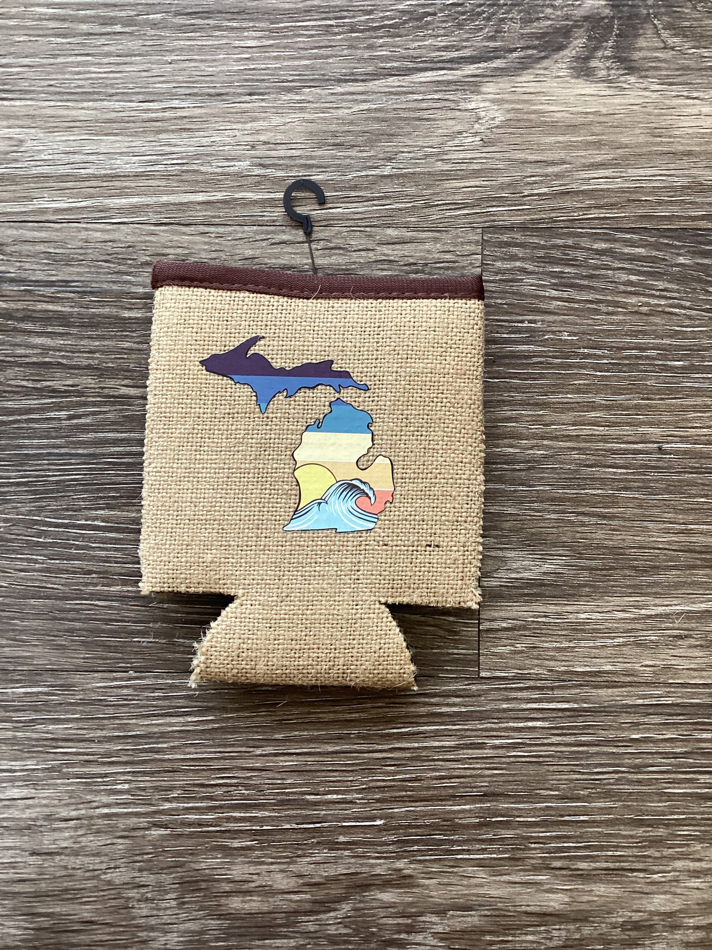 Beach - Michigan - Burlap Koozie