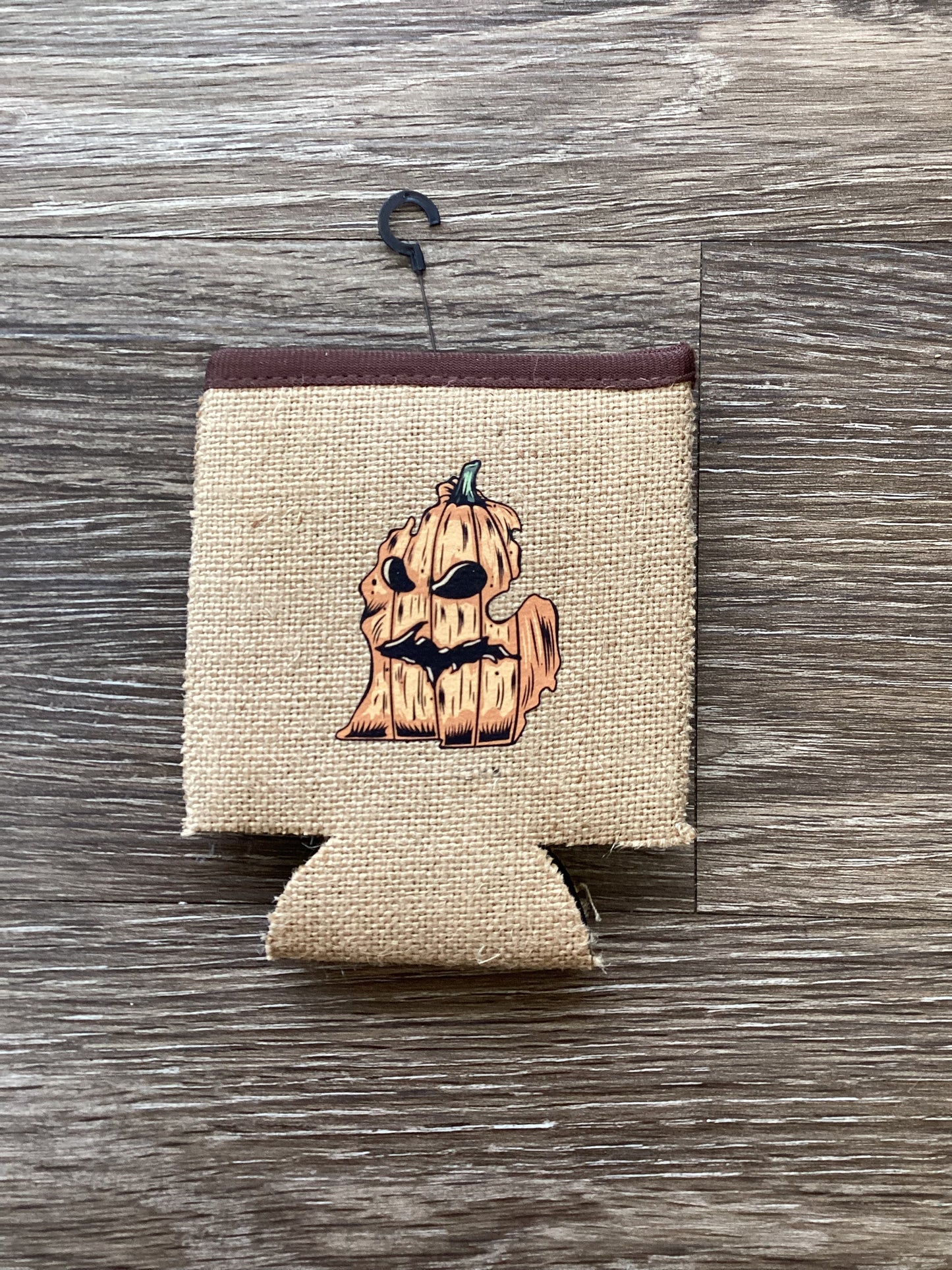 Pumpkin - Michigan - Burlap Koozie