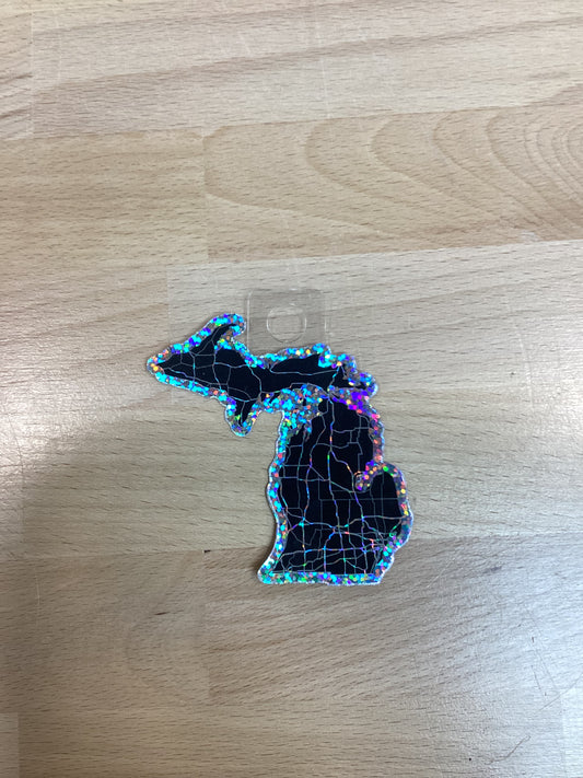 Road Map - Holographic - Michigan - Waterproof Sticker (3" X 3")