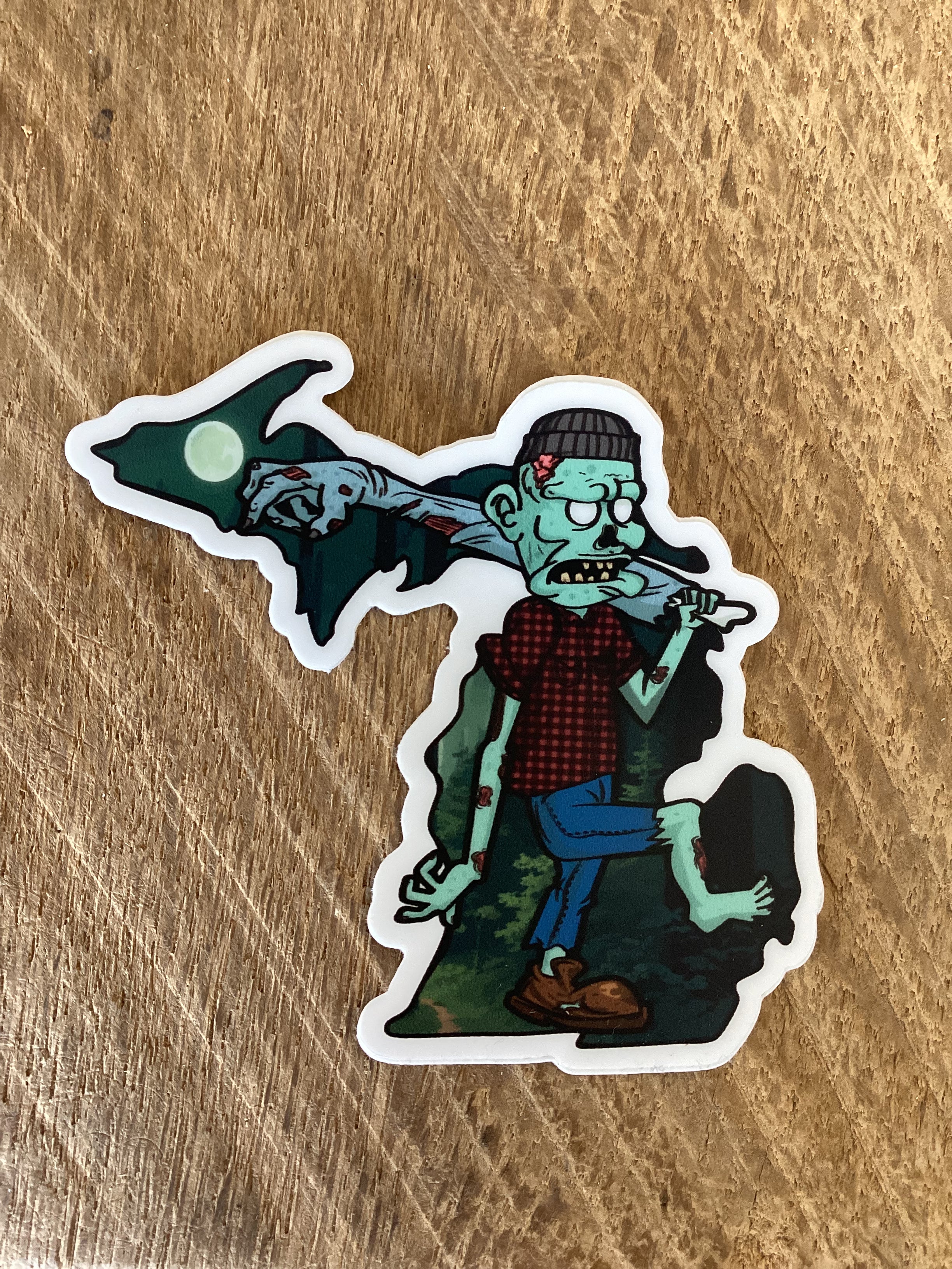 Night Forest - Michigan Zombie - Waterproof Sticker (3" X 3")