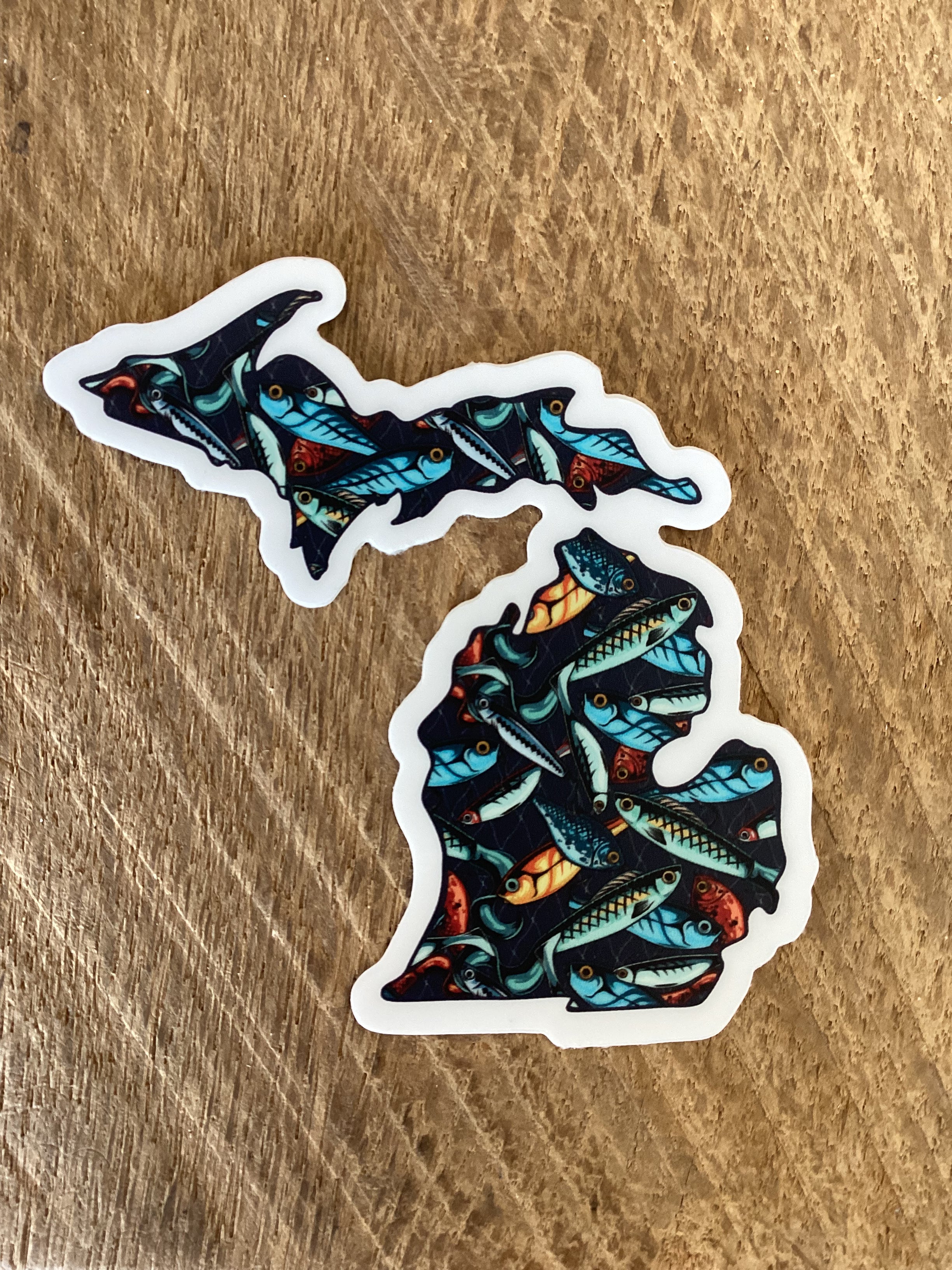 Fishes - Michigan - Waterproof Sticker (3" X 3")