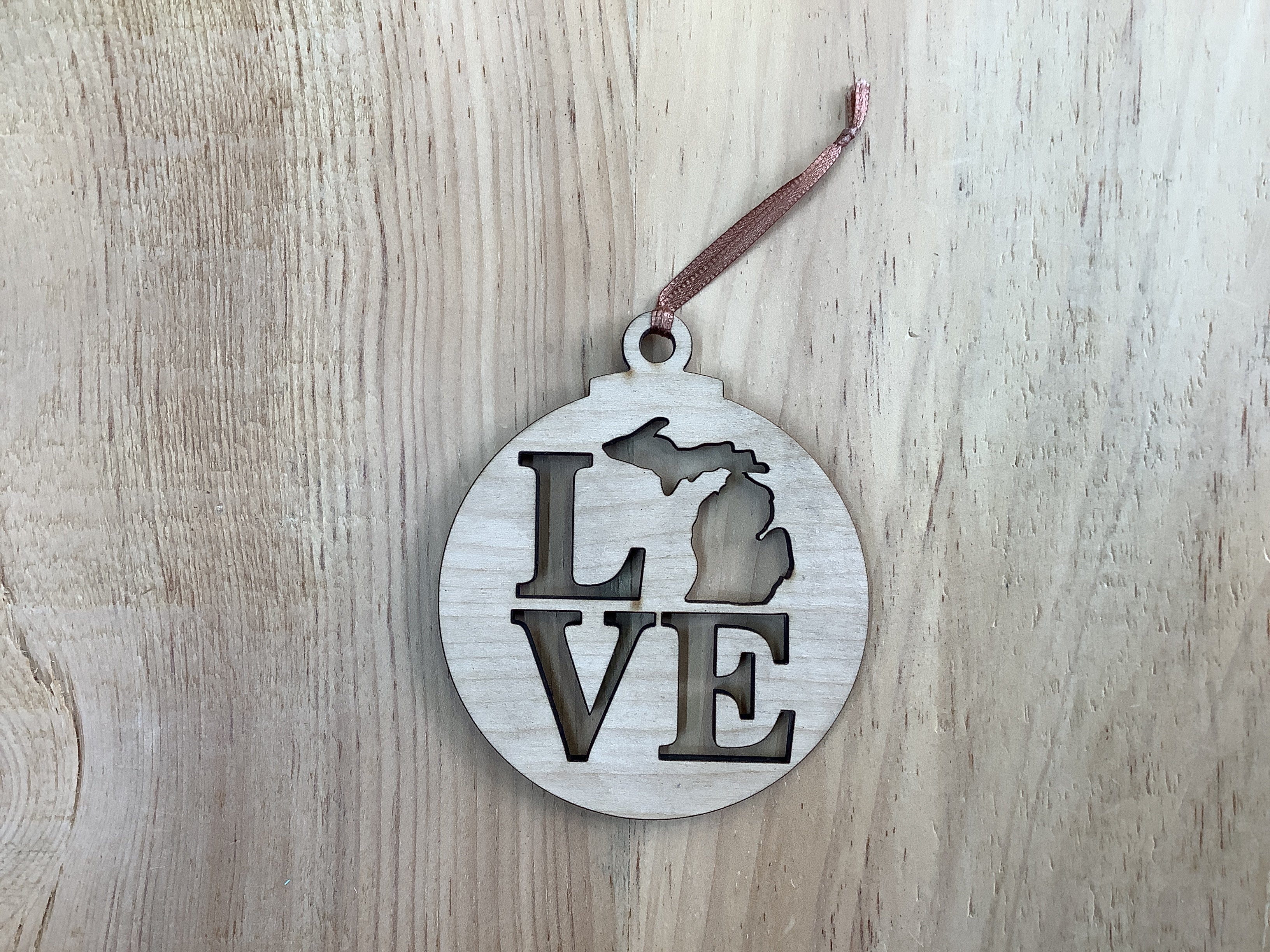 'Love' - Cut Out - Word - Wood Engraved Ornament