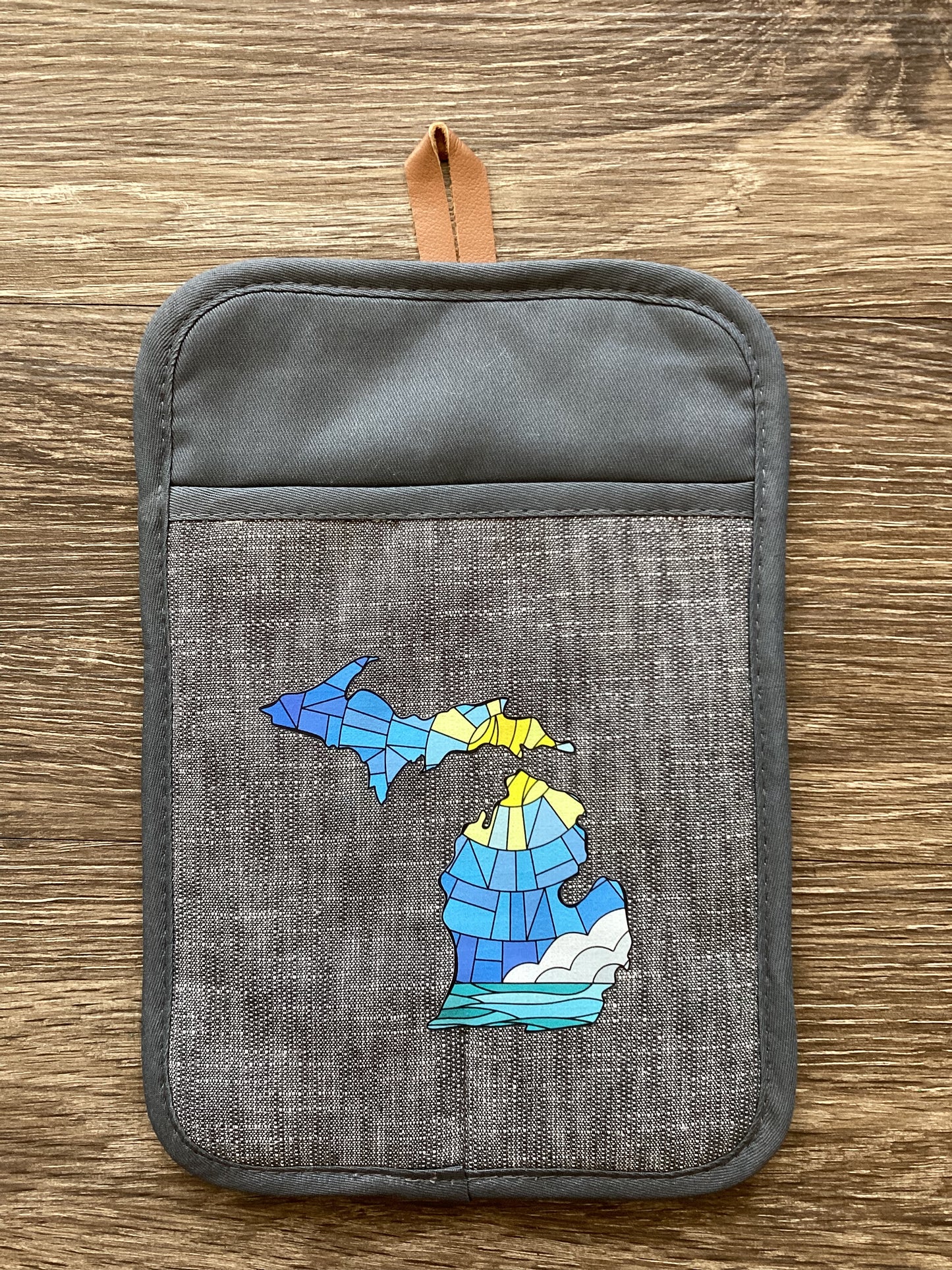 Stained Glass - Sea - Michigan - Rectangle Oven Mitt