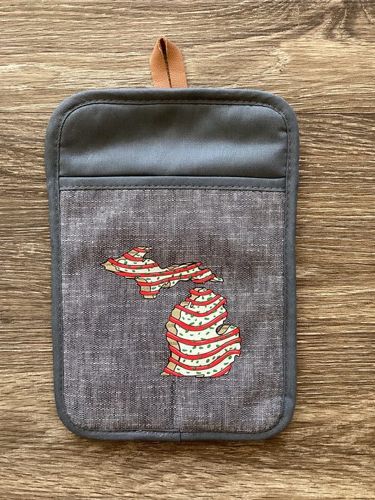 Christmas Cake - Michigan - Rectangle Oven Mitt