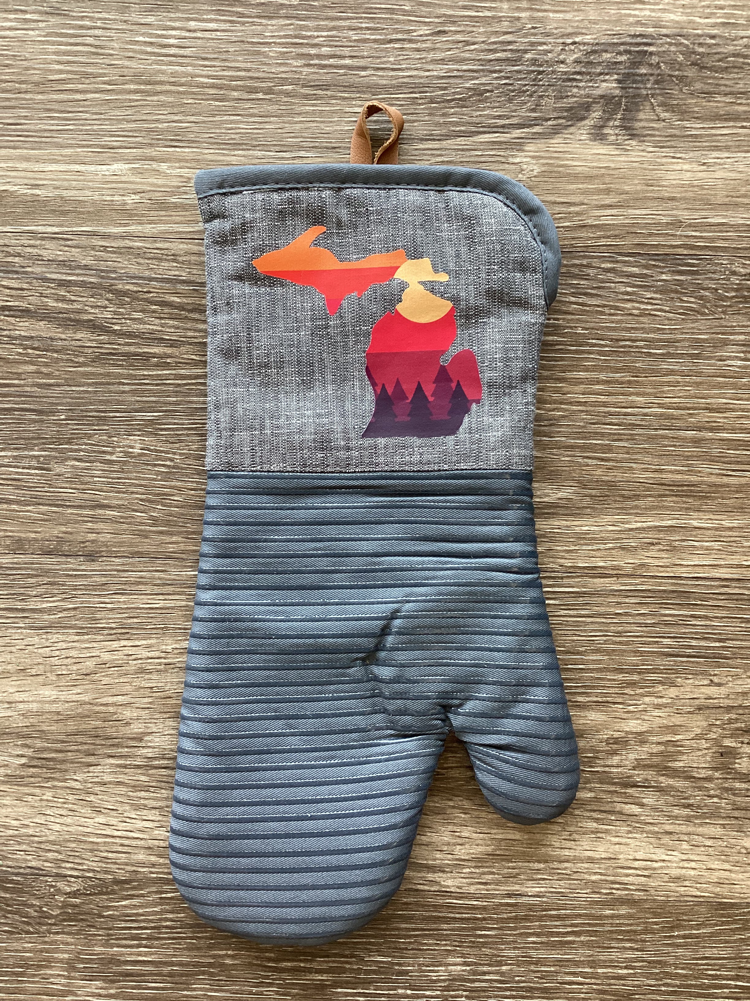 Sunset - Michigan - Large Oven Mitt