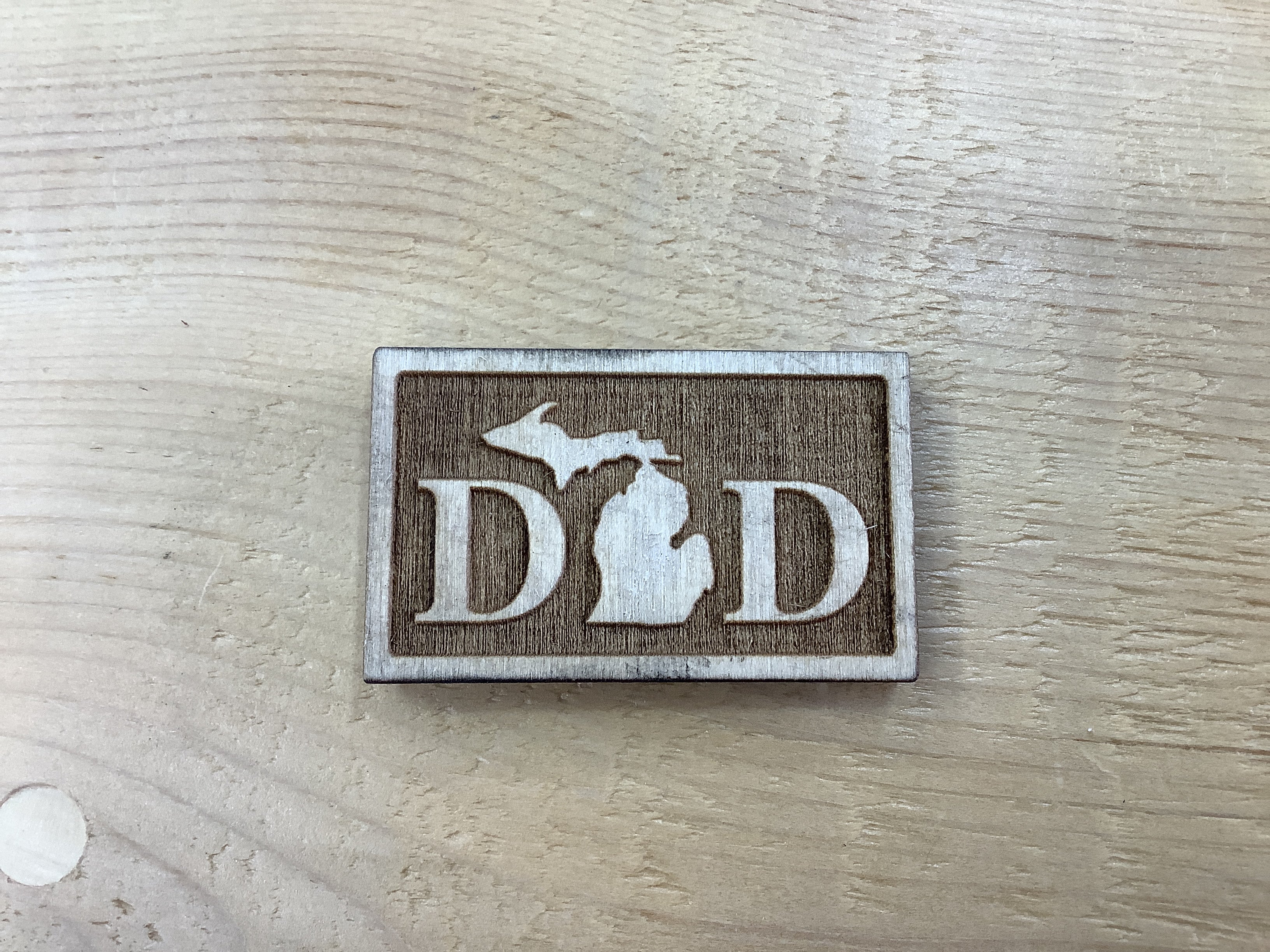 'Dad' Rectangle - Michigan - Mini Wooden Magnet
