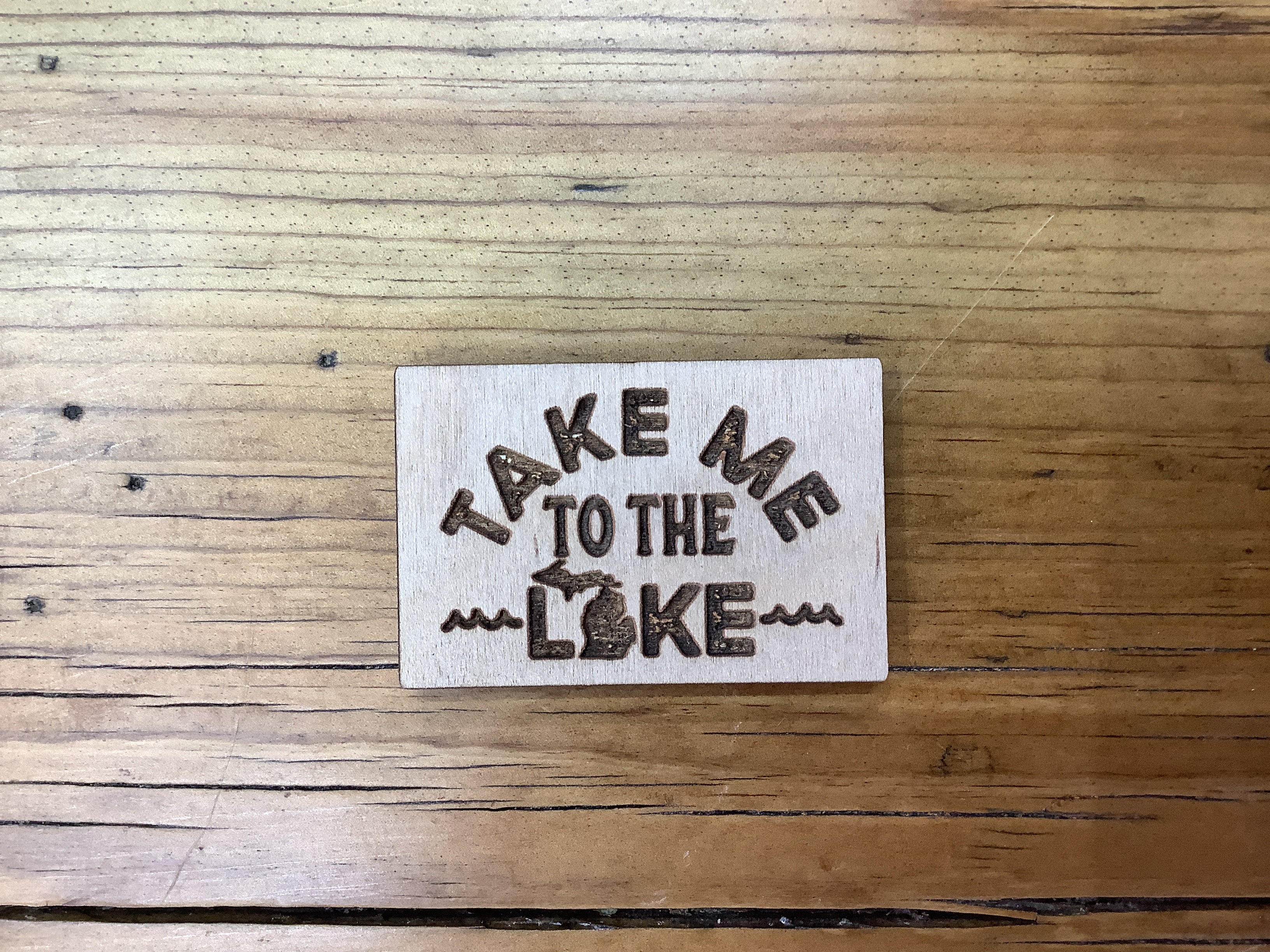 'Take Me To The Lake' Rectangle - Word - Wooden Magnet