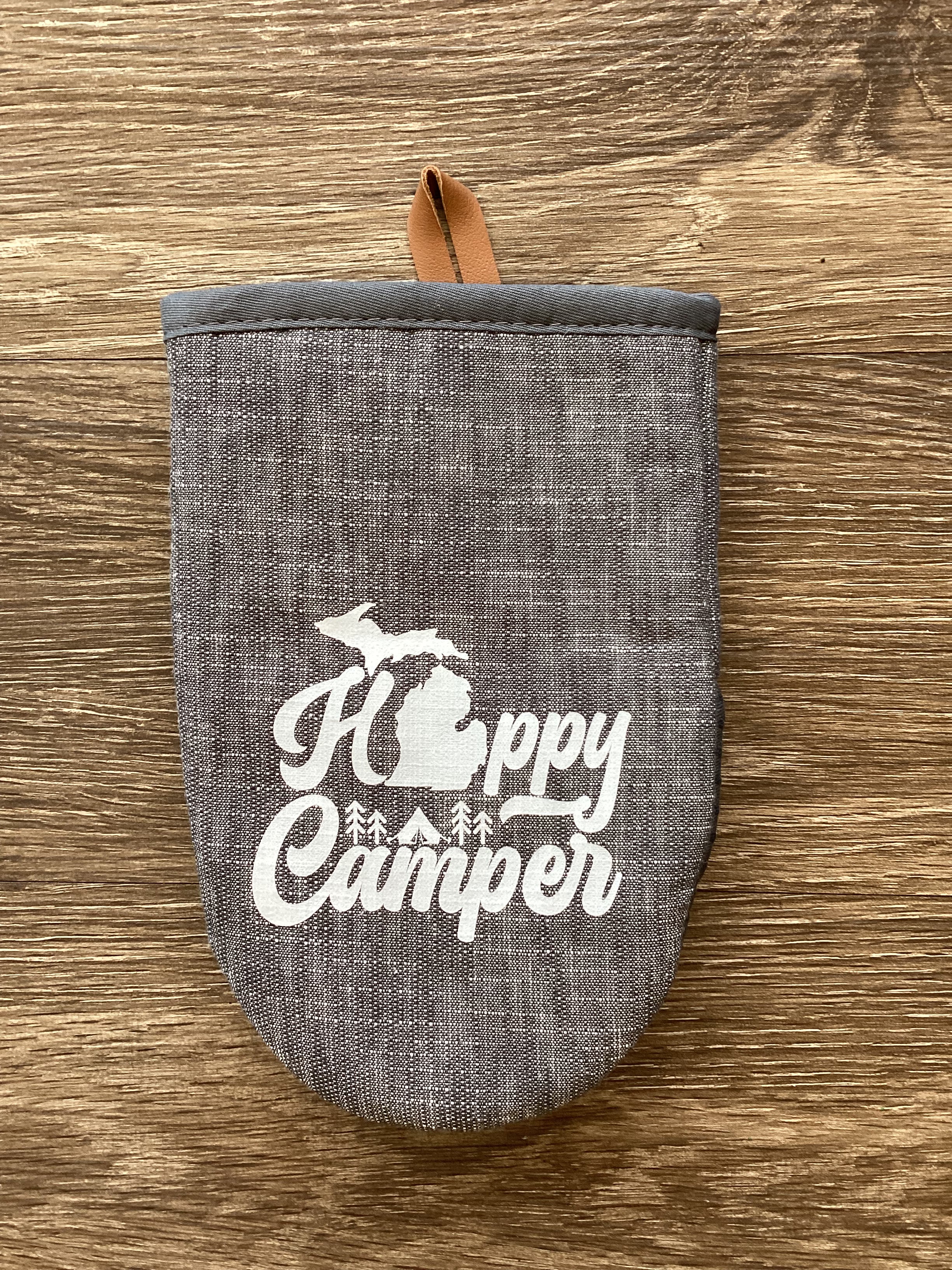 "Happy Camper" - Word - Short Oven Mitt