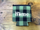 Home - Word - Green Plaid Koozie