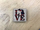 Love - Cutout - Red Gingham - Michigan - Wooden Magnet