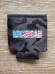 'Michigan' - American Flag - Word - Black Camo Koozie