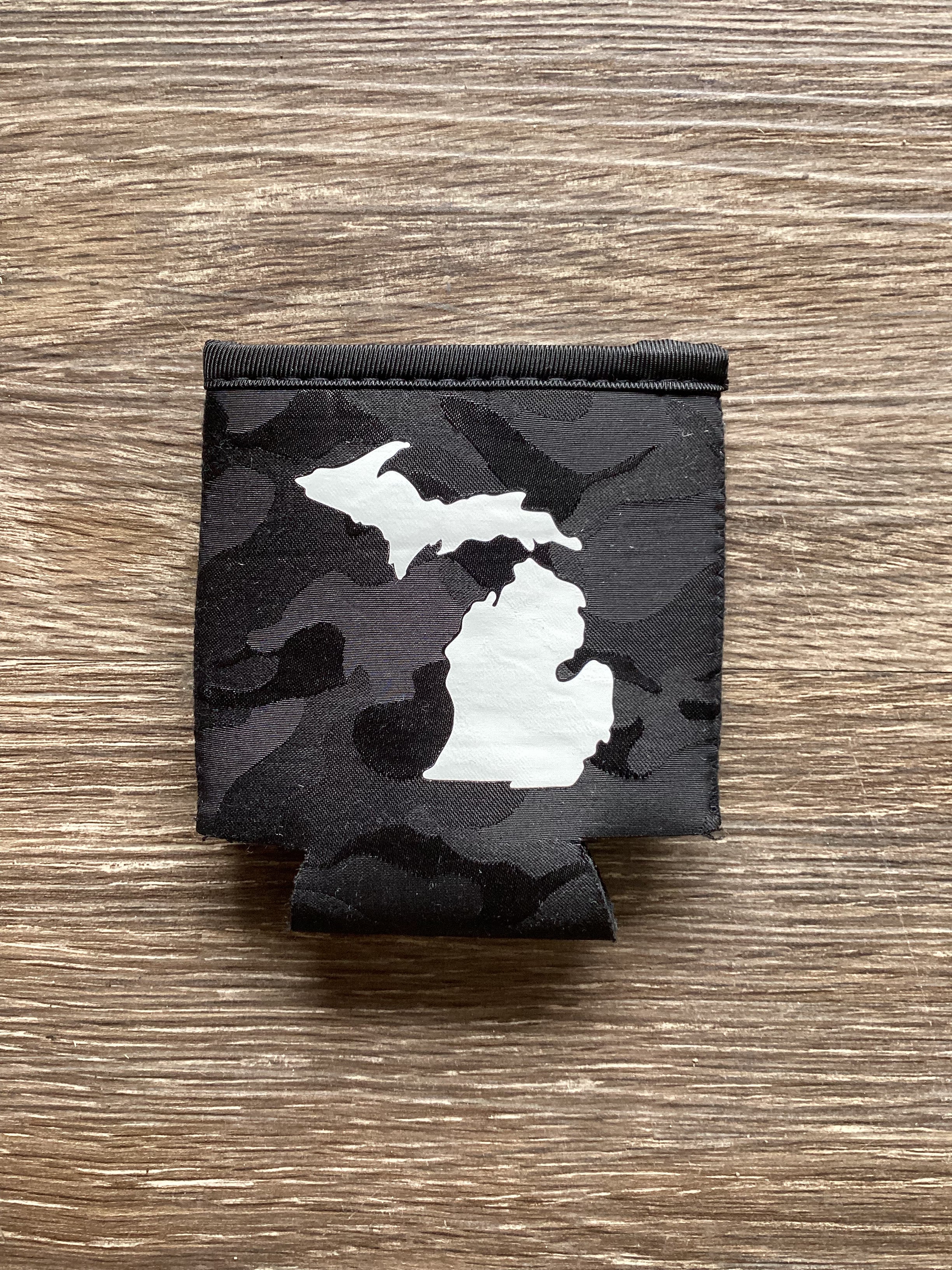 Michigan - Black Camo Koozie