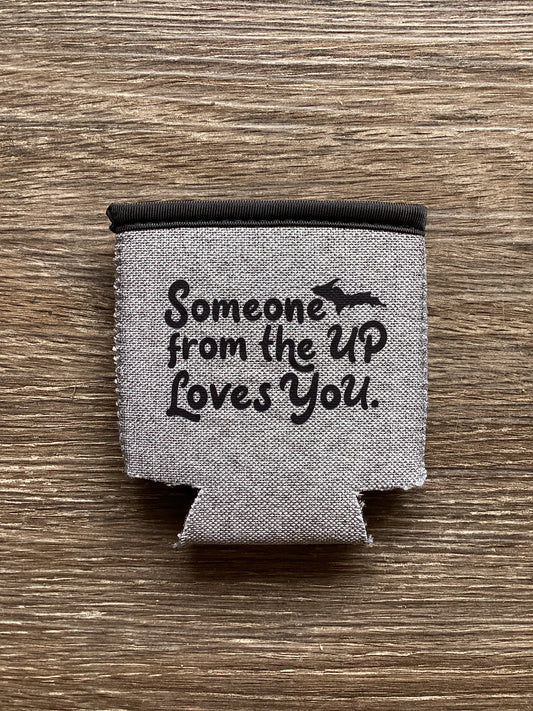 Someone from the UP Loves You - Word - Light Heather Gray Koozie