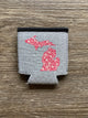 Aloha - Red - Michigan - Light Heather Gray Koozie