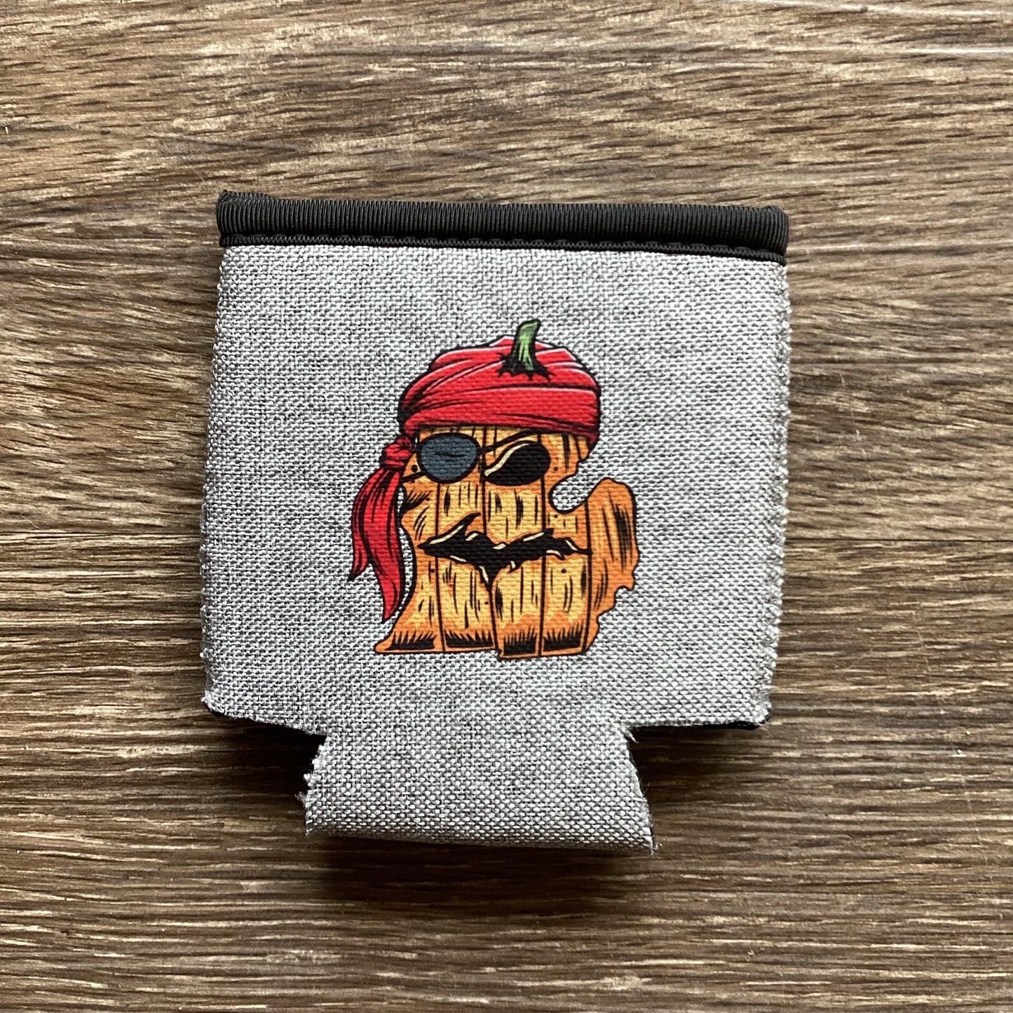 Pumpkin - Pirate - Michigan - Light Heather Gray Koozie